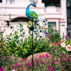 DREAMSOUL Metal Peacock Garden Solar Lights Outdoor Decorative Garden Stake - Image 4