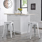 AC Pacific 24” Metal Backless Barstool Set of 2 – Country Rustic Style - Image 2
