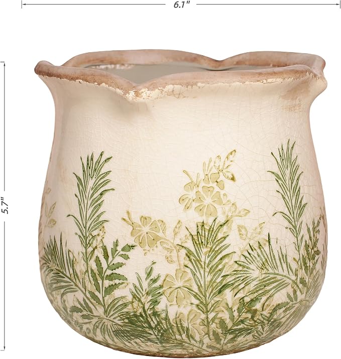 Cottagecore Ceramic Vase and Planter, 6 Inch Flower Pot - Image 3