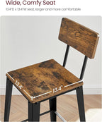 VASAGLE Set of 4 Bar Stools, Bar Height Stools, 29.1 Inches Tall Barstools - Image 5
