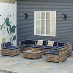 Outsunny 7 Piece Patio Furniture Set, Wicker Outdoor Sectional Sofa Set - Image 2