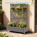 Mobile Garden Planter with Trellis & Lockable Wheels, Outdoor Raised Bed with - Image 5