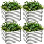 4 PCS Galvanized Raised Garden Bed Outdoor, Metal Garden Bed - Image 2