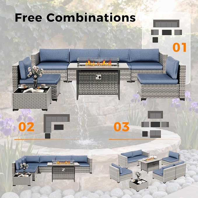 6-Seat Modern Outdoor Wicker Rattan Patio Furniture Set - Image 9