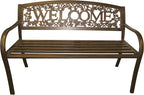 Leigh Country Metal Outdoor Bench, Welcome Design, Decorative Patio Seating - Image 6