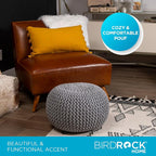 BIRDROCK HOME Round Pouf Ottoman | Cotton Braided Foot Stool - Image 7