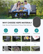 SERWALL HDPE Patio Sofa Set, 4-piece Sectional Outdoor Furniture Set, All - Image 3