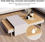 homary 6 Piece Aluminum & Teak Outdoor Sofa Set, Patio Sofa Seat L-Shaped - Image 3