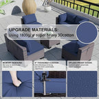 Kullavik 9 Pieces Outdoor Patio Furniture Set PE Wicker Rattan Sectional Sofa - Image 4