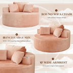 Antetek Oversized Round Chaise Longue Chair Indoor, Modern 55-inch Upholstered - Image 4