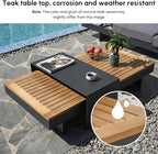 homary Outdoor Conversation Sets, 6 Piece Aluminum & Teak Patio Sectional Sofa - Image 7