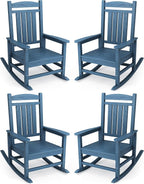 KINGYES Oversized Outdoor Rocking Chair Set of 4, High Density Polyethylene by KINGYES