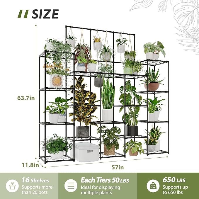 Metal Plant Stand Outdoor 63" Tall Plant Shelf - Image 6
