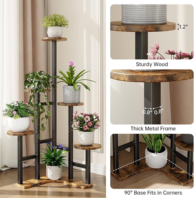 Corner Plant Stand Indoor, 6 Tiered Corner Plant Shelf Flower Stand - Image 4