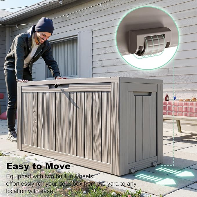EasyUp 90 Gallon Outdoor Deck Box Waterproof, UV Resistant Resin Outdoor - Image 3