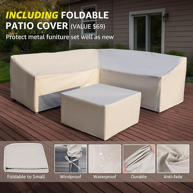 NATURAL EXPRESSIONS 6 Pieces Patio Furniture Sets, Sunbrella Outdoor Furniture - Image 4