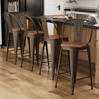 Alunaune 24" Swivel Metal Counter Height Bar Stools Set of 4 High Back by HomeFurniture