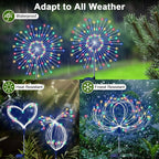 Solar Garden Lights Outdoor, 4 Pack 120 LED Twinkling Firework Lights Decorative - Image 3