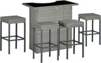 Outsunny 5 Piece Wicker Outdoor Bar Set, High Top Outdoor Table and Chairs by Outsunny