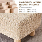 Wimarsbon Natural Seagrass Footstool Ottoman Rectangular Footrest Pouf Ottomans - Image 4