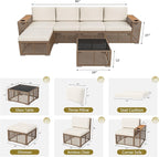 Devoko Patio Furniture Set 6 Piece Outdoor Sectional Sofa Hollow Rattan Patio - Image 7