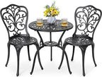 NUU GARDEN 3 Piece Bistro Set Outdoor, All Weather Cast Aluminum Patio Bistro by NUUGARDENCORPORATION
