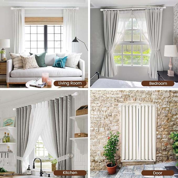 1” Diameter Curtain Rods Itself is 30 to 90 inch 2 Pack Fit 30-84 inch Window - Image 7
