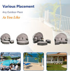 Merax 5 Pieces Outdoor Patio Round Daybed Furniture, All-Weather Wicker - Image 4