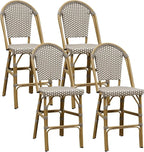 PURPLE LEAF French Counter Height Bar Stool Set of 4 25" Bamboo Print Finish by PURPLELEAF