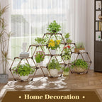 Tikea - Hexagonal Plant Stand Indoor Outdoor Large 11 Tiered Wooden Plant Shelf - Image 2