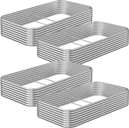 4 Pack 6x3FT Raised Beds for Gardening, Corrugated Galvanized Steel Raised by OZMSHF
