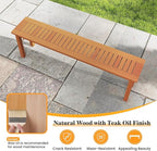 Tangkula Outdoor Wood Bench, 59” Long Patio Dining Bench Set of 2, Backless - Image 7