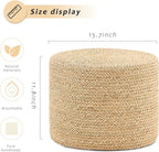 Handwoven Seagrass Ottoman Pouf, Round Outdoor Footstool - Image 3