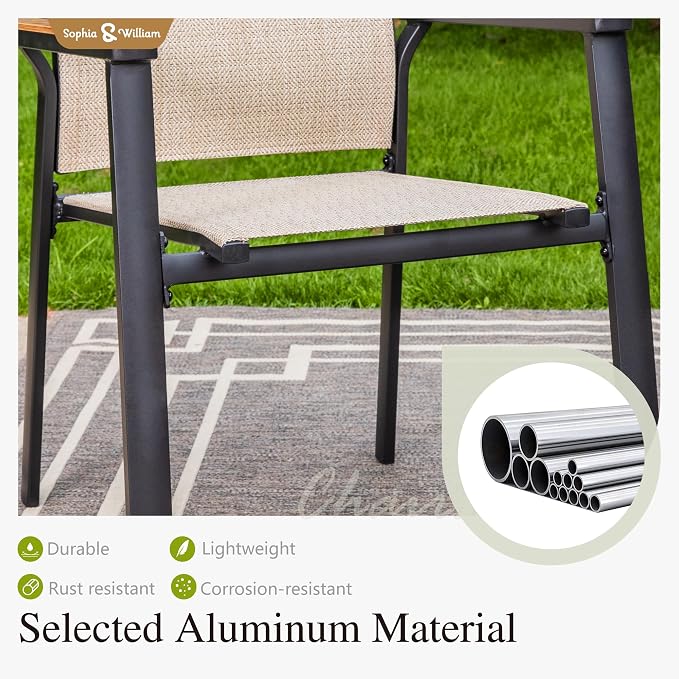 Sophia & William Patio Table and Chairs Set 7 Pieces, 6 Aluminium Patio Dining - Image 3