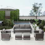 Belord Wicker Patio Furniture 5 Piece Outdoor Sofa Set, Oversize Outdoor Dining - Image 3