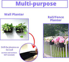 LaLaGreen Outdoor Rail Planter Black Metal Iron Hanging Flower Pots Deck - Image 4