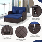 LDAILY Moccha Outdoor Daybed, Wicker Loveseat Sofa Set - Image 6