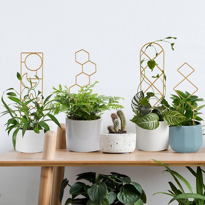 Small Trellis for Potted Plants, 15.94 inch Gold Metal Plant Trellis for - Image 4