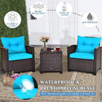 Tangkula 3 Pieces Patio Furniture Set, PE Rattan Wicker 3 Pcs Outdoor Sofa Set - Image 9