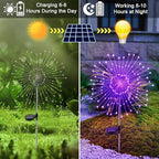 Solar Garden Lights Outdoor, 2 Pack 120 LED Twinkling Firework Lights Decorative - Image 2
