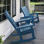 GREENVINES Outdoor Rocking Chairs | Porch Rocker | HDPE Plastic | Blue | - Image 5
