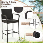 COSTWAY Wicker Bar Stools Set of 4, Patio Bar Height Chairs - Image 5