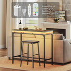 Bar Table with LED Lights, Counter Height Table, Bar Height Pub Table, Metal - Image 6