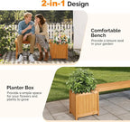VINGLI Outdoor Wood Bench with Planter Boxes, 2-in-1 All-Weather Porch Bench - Image 7