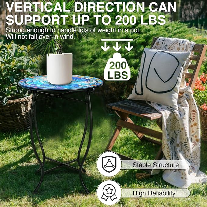 Fashion&cool Patio Side Table for Small Space, 14 Inch Weather Resistant Metal - Image 6