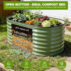 24" Tall Galvanized Raised Garden Bed Outdoor, Large Oval Raised Beds - Image 7
