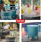 Keter Modern Cool Bar Outdoor Patio Furniture and Hot Tub Side Table - Image 7