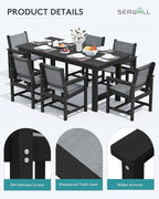 SERWALL Patio Dining Sets for 6, Outdoor HDPE Dining Set - Image 5