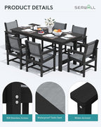 SERWALL 5 Piece Patio Dining Sets, Outdoor HDPE Dining Furniture Set - Image 6
