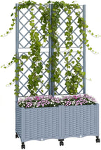Outsunny Planter Box with Trellis, Self Watering Raised Garden Bed with by Outsunny